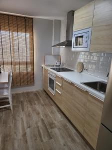 uma cozinha com um lavatório e um fogão em APARTAMENTO SH em Málaga
