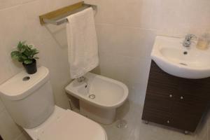 a white bathroom with a toilet and a sink at Casa do Chafariz in Vila Velha de Ródão +17 photos