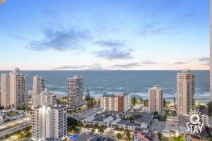 an aerial view of a city and the ocean at Chevron Renaissance - QStay in Gold Coast