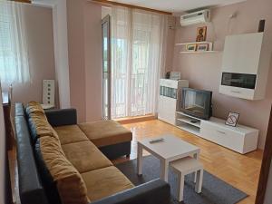 a living room with a couch and a tv at Apartment Andjela in Belgrade