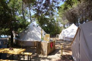 a group of tents in a field with trees at Pigna Felice Punta Ala in Punta Ala