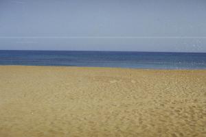 a sandy beach with the ocean in the background at Hotel Tsagarakis Beach in Amoudara Herakliou