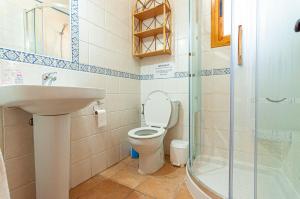 łazienka z toaletą, umywalką i prysznicem w obiekcie Magic cotagge 5 minutes from Nerja and Frigiliana w Maladze