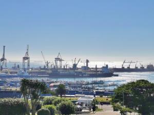 vistas a un puerto con barcos en el agua en Sir Roys at the Sea, en Port Elizabeth