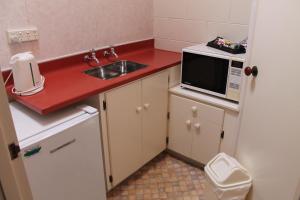 Kuchyň nebo kuchyňský kout v ubytování Riverview Motel