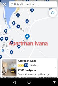 a screenshot of a website with a map of a room at Apartman Ivana in Splitska