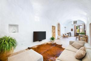sala de estar con sofá y TV de pantalla plana en Can Estela en Sencelles