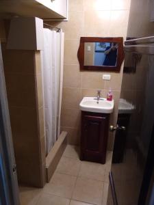Baño pequeño con lavabo y espejo en Confortable y privado estudio en zona exclusiva ., en San José