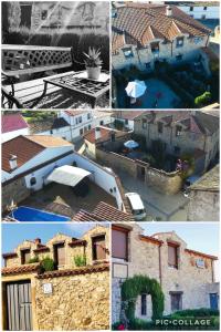 un collage de cuatro imágenes de edificios y tejados en Casa Rural Piedras de Benquerencia, en Benquerencia