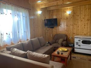 a living room with a couch and a table at Žabljak Getaway Rental in Žabljak