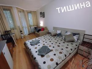 a bedroom with a large bed in a room at Borovets Villa Park studio in Borovets