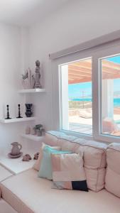 A seating area at Voras Villa Panagia Beach