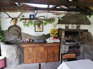 a kitchen with a stone counter and an oven at Guest House Bojana in Troyan