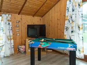 een kamer met een pooltafel en een tv bij 6 person holiday home in Bjert in Binderup Strand