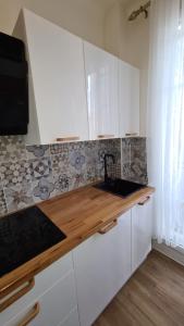Kuchyň nebo kuchyňský kout v ubytování Résidence Cosy, chambre privée non mitoyenne avec serrure dans un appartement de 50 m carrés
