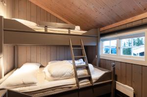 a bunk bed in a room with a ladder at GudbrandsGard Hyttegrend Kvitfjell in Kvitfjell