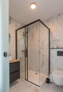 bagno con doccia e servizi igienici. di Superbe Appartement avec Parking a Malmedy
