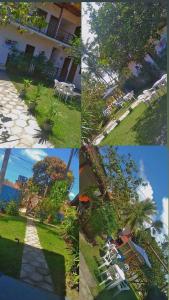 a collage of photos of a park with a tree at Pousada Pôr do Sol in Barra Grande