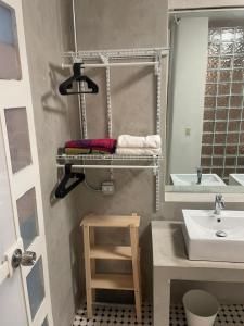 a bathroom with a sink and a mirror at The Emerald PR in San Juan