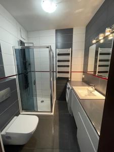Ένα μπάνιο στο Gdynia Apartament 42 m z miejscem w Garażu z Windą blisko centrum i morza +15 φωτογραφίες