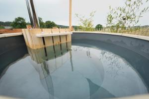 a pool of water on top of a roof at Bulles Odette & Ginette et Tiny House Suzette "Au guet Marais" Etape Insolite in Paliseul