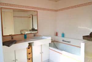 阿爾比的住宿－Comme chez Mamie，一间带水槽和镜子的浴室