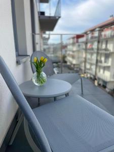 Balkón alebo terasa v ubytovaní Olivkowe apartamenty