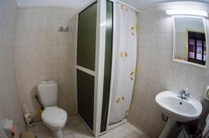a bathroom with a toilet and a sink at Aphrodite Apartments in Kallithea Rhodes +38 photos