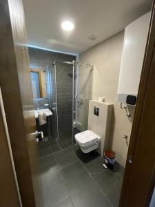 łazienka z toaletą i prysznicem w obiekcie AD luxury w mieście Podgorica