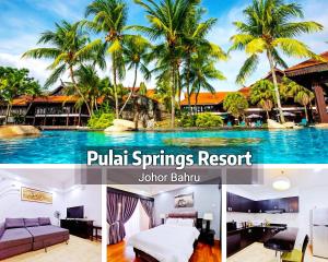 un collage de photos d'un complexe et d'une piscine dans l'établissement 【Amazing】Pool View 2BR Suite @ Pulai Springs Resort, à Skudai