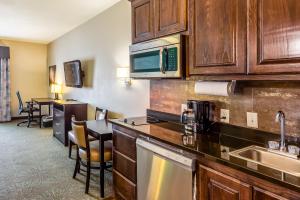 a kitchen with a sink and a microwave at Baymont by Wyndham Andrews TX in Andrews