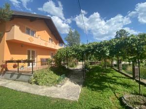 una casa con un montón de uvas en el patio en Vila Una 1, en Ripač