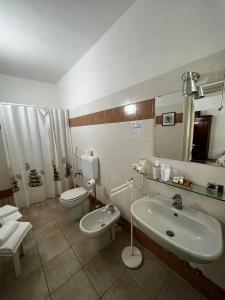 a bathroom with a sink and a toilet at Agriturismo Corte San Girolamo in Mantova