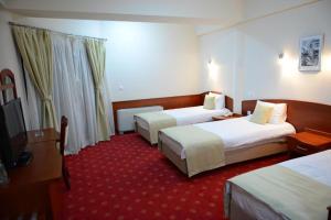 Un pat sau paturi într-o cameră la Hotel Salida