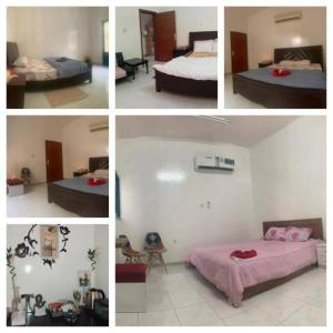 a collage of four pictures of a room with two beds at Jaleen in Al 'Ayn