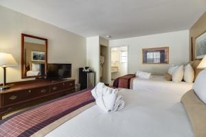 a hotel room with two beds and a flat screen tv at Twin Peaks Lodge & Hot Springs in Ouray