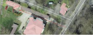 an overhead view of a parking lot with a red line at Supeluse 23 Holiday Home in Pärnu