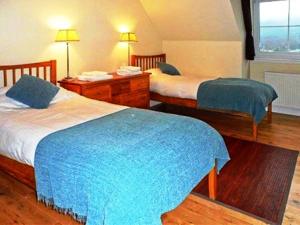 印威內斯的住宿－因弗內斯山景旅舍，酒店客房设有两张床和窗户。