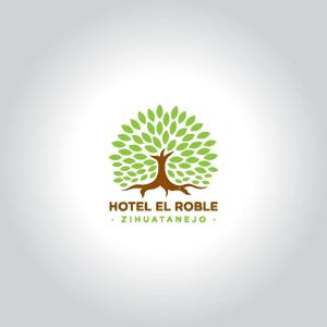 um logótipo para um hotel el rodeo com uma árvore em HOTEL ROBLE ZIHUATANEJO em Zihuatanejo