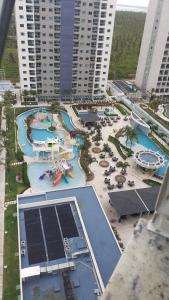 an aerial view of a water park in a city at Salinas exclusive Ary Costa in Salinópolis