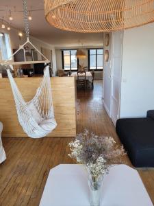 Część wypoczynkowa w obiekcie Vue et terrasse panoramique sur la Baie de Somme