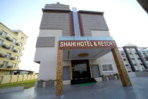 a building with a sign that reads shahi hotel and resort at The Sky Imperial - Shahi Hotels & Resort in Nāthdwāra