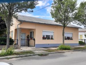 une petite maison avec deux fenêtres sur une rue dans l'établissement Ferienhaus Lina, à Neusiedl am See