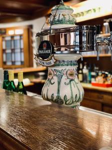 a food processor sitting on top of a counter at Hotel Pension Balthasar in Müden