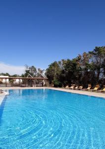 una gran piscina con sillas y agua azul en Tenuta Don Monaco - Agriturismo, en Santa Cesarea Terme