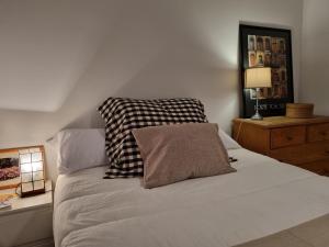 ein weißes Bett mit zwei Kissen darüber in der Unterkunft C01A02 La Casa del Pintor in Santander