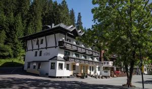 a large white building with a black roof at Piz Arina in Ischgl