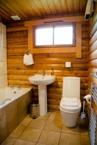 a bathroom with a sink and a toilet and a tub at Bynack in Aviemore