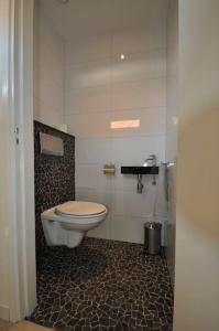 a bathroom with a toilet and a sink at Vakantiewoning nabij Toverland in Griendtsveen