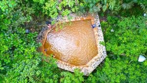 an aerial view of a pool of water in the grass at Termales el Escondite in Florencia
